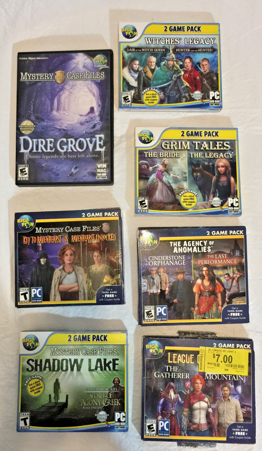 Lot 7 Big Fish PC games Dire Grove, Witche's Legacy, Grim Tales, Ravenhurst more