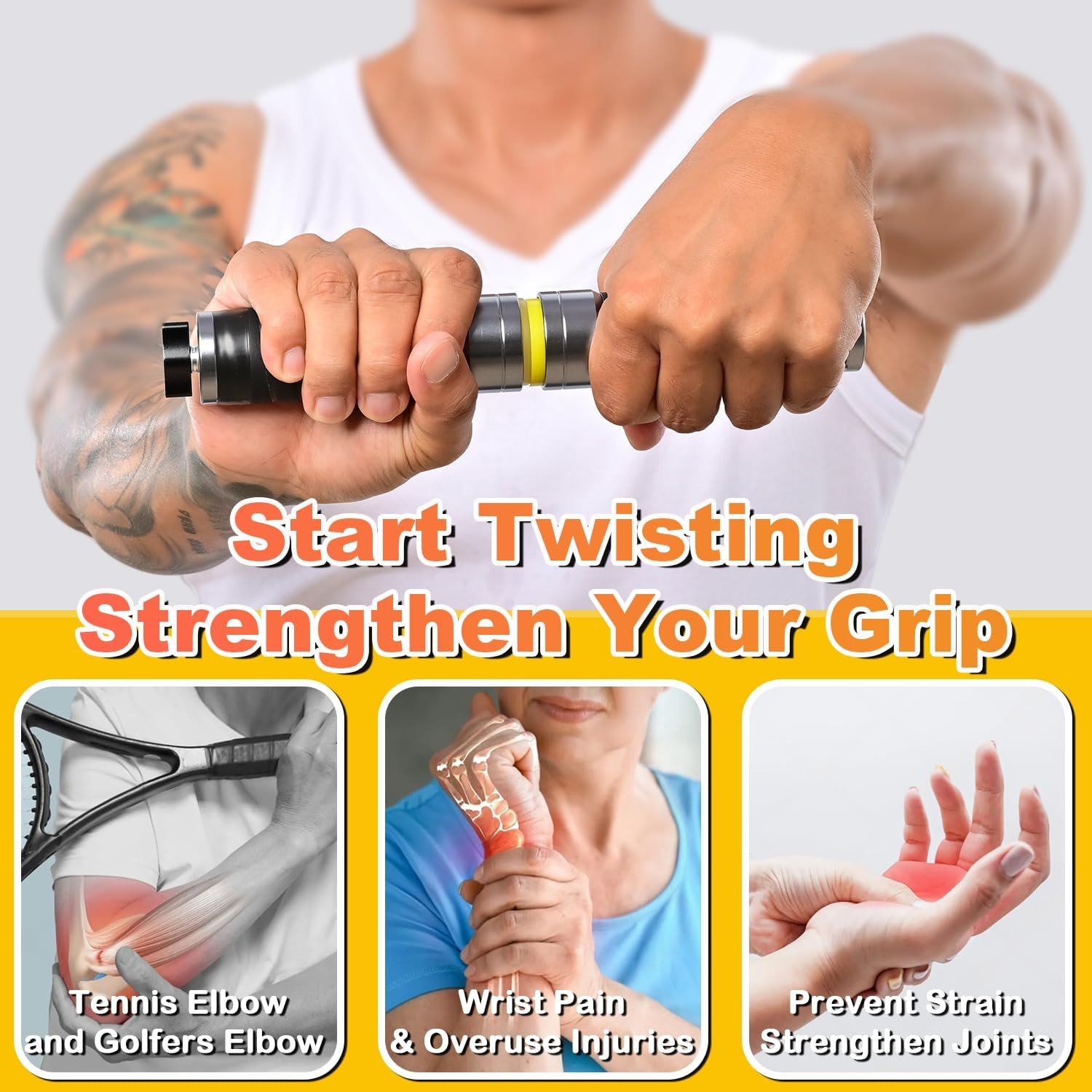 Grip Strength Trainer, Adjustable Resistance for Hand, Wrist & Forearm Strengthe