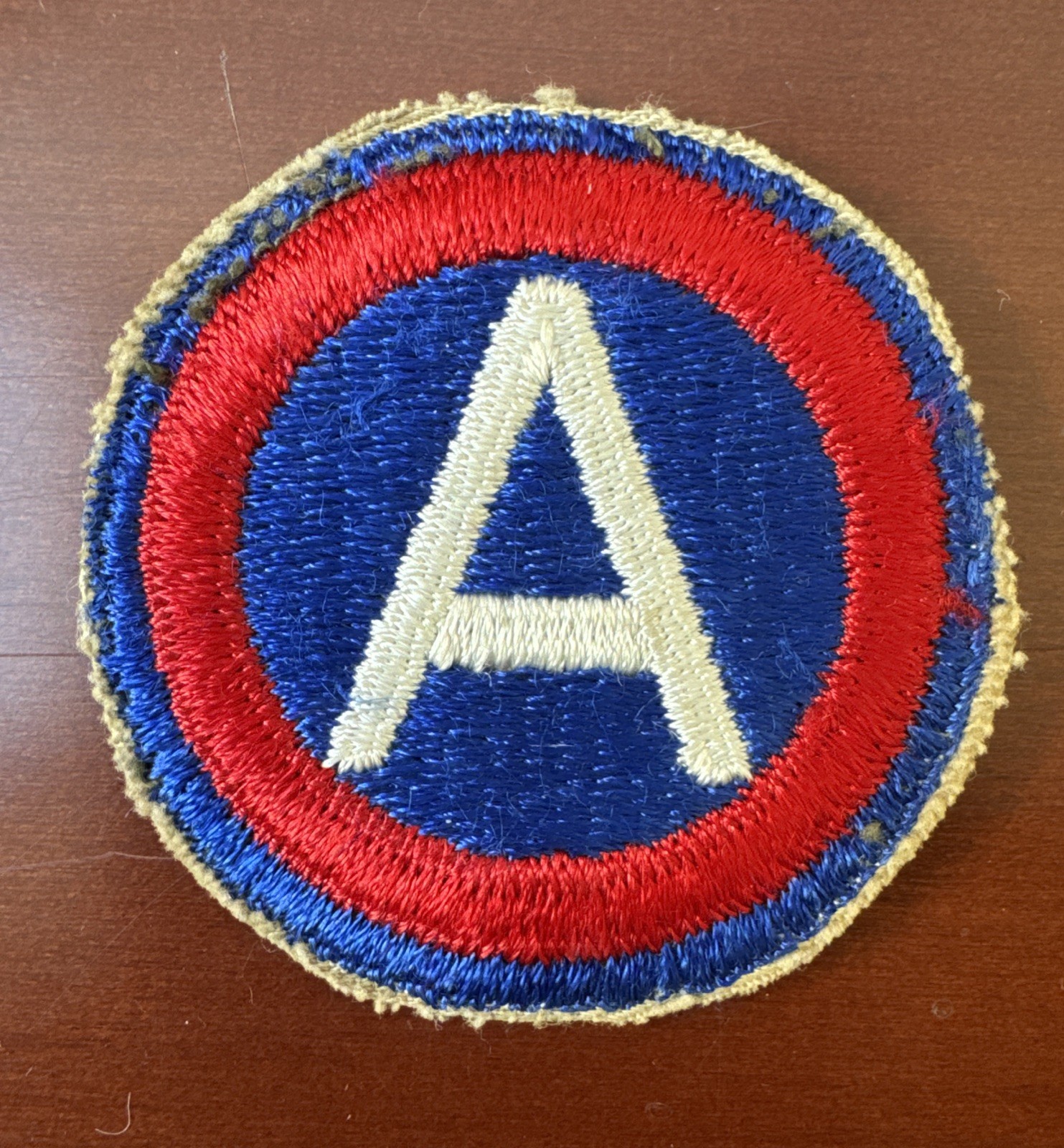 World War II Round US 3RD Army Central Command Insignia Sleeve Patch RARE