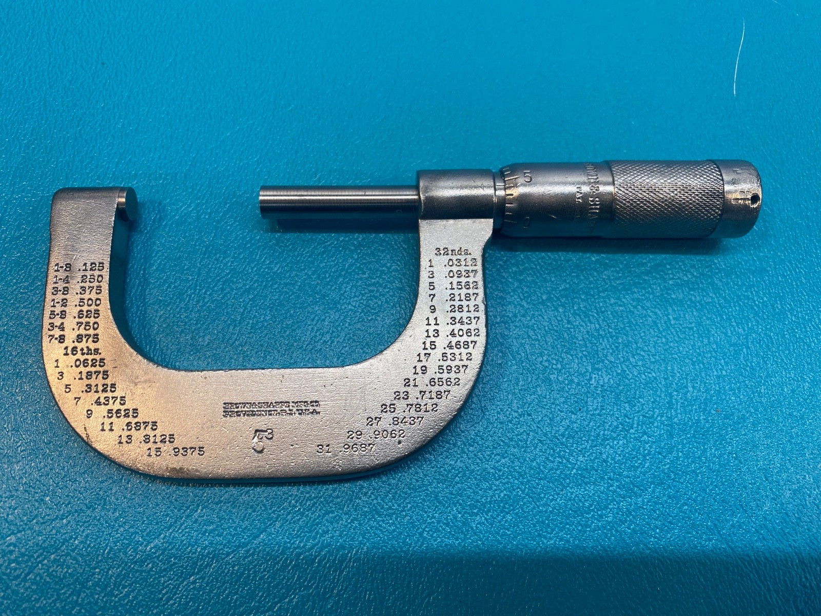 Brown & Sharpe No. 38 Outside Micrometer 1-2" Vtg Made In USA, Smooth Operation