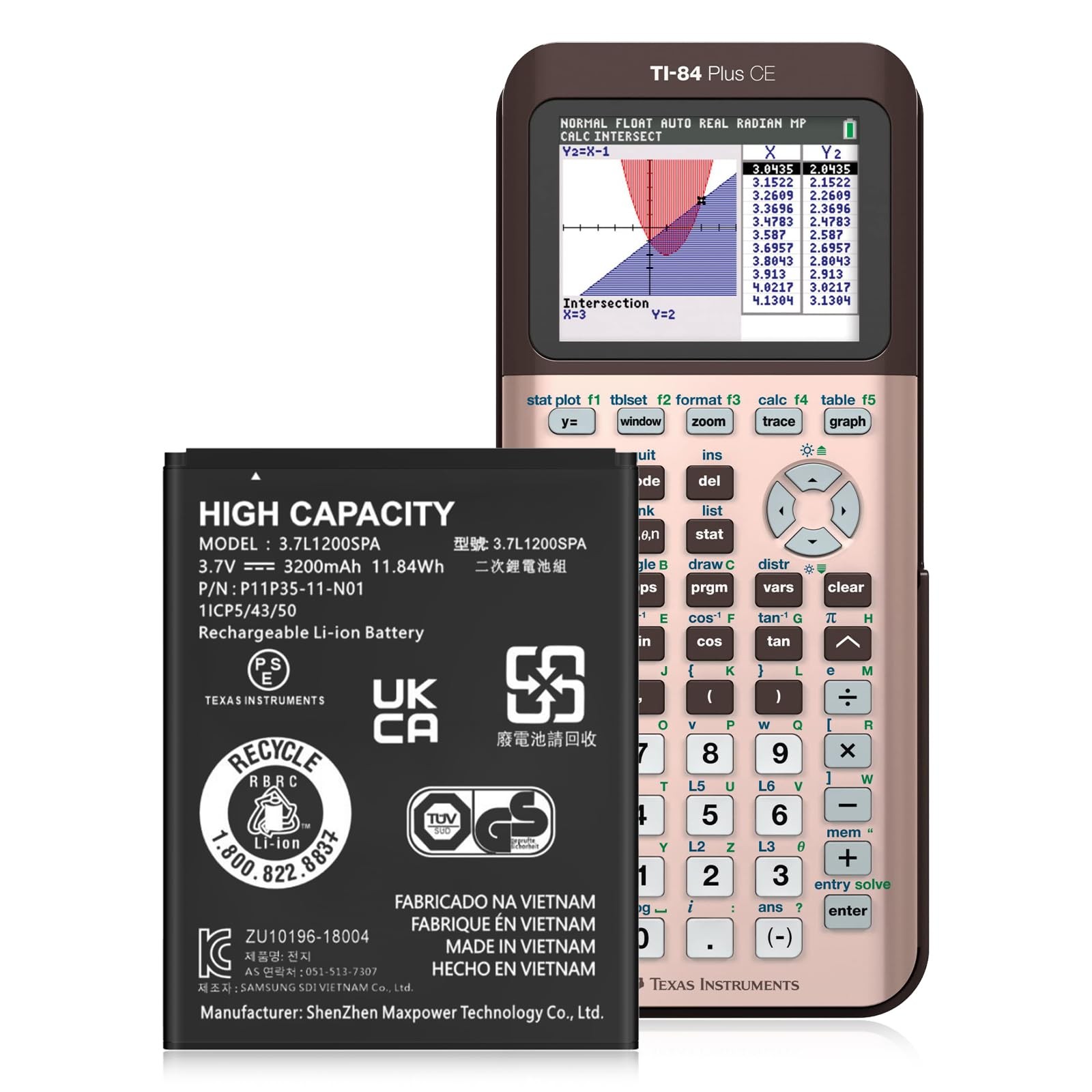 TI-84 Plus CE Battery, 3200mAh Replacement Battery for Texas Instruments...