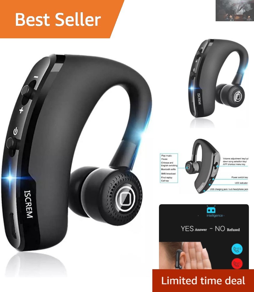 In-Ear Bluetooth Headset with Noise Cancellation - Perfect for Driving & Running