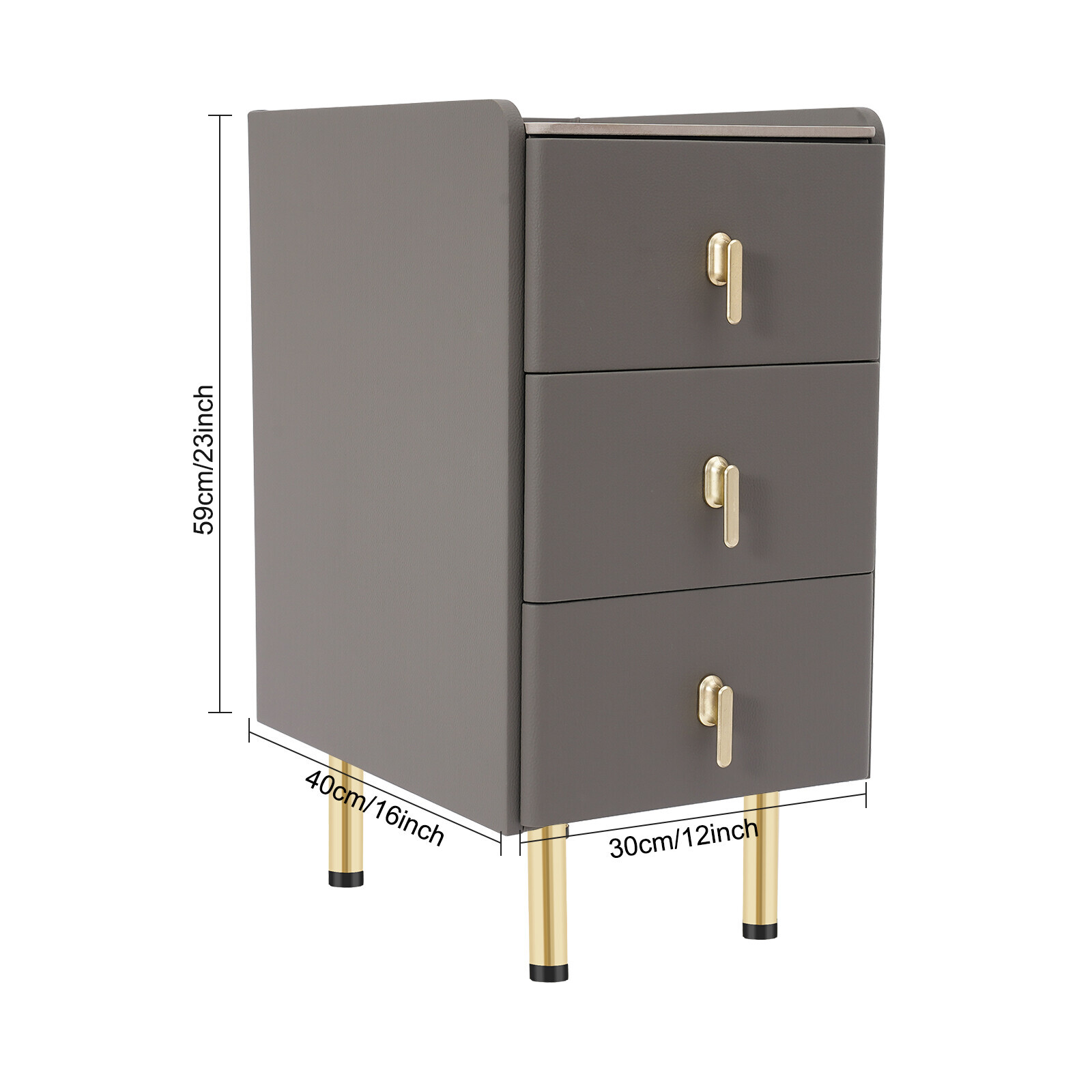 Three-Layer Bedside Cabinet with Drawers, Space-Saving Nightstand