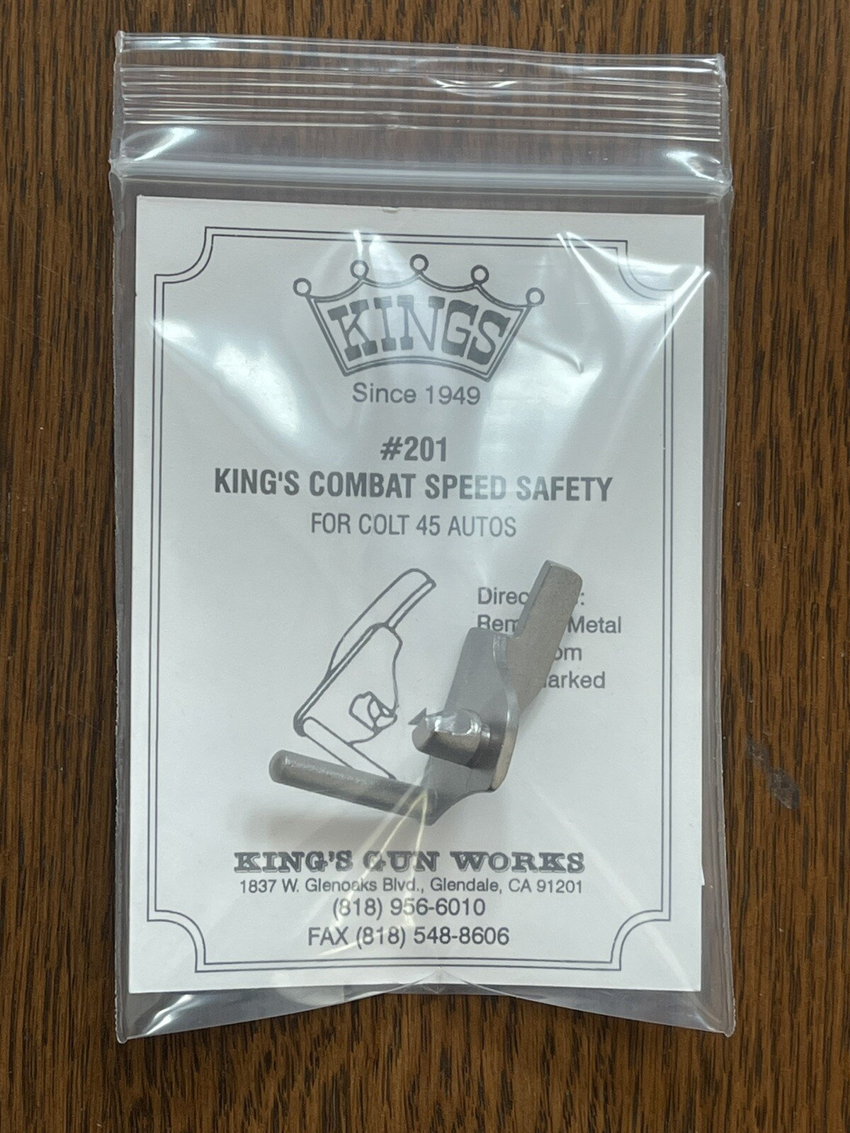 King's Gun Works 201 Combat Speed Safety Stainless 1911 Colt NOS