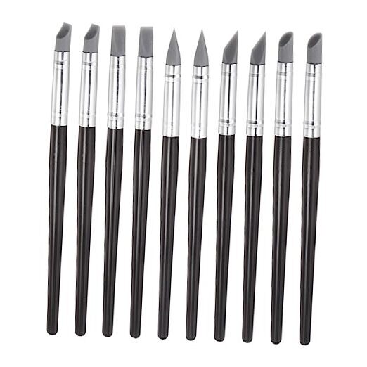 10pcs Clay Sculpting Tool Set, Clay Sculpting Shaper Rubber Tip 8mm Gray