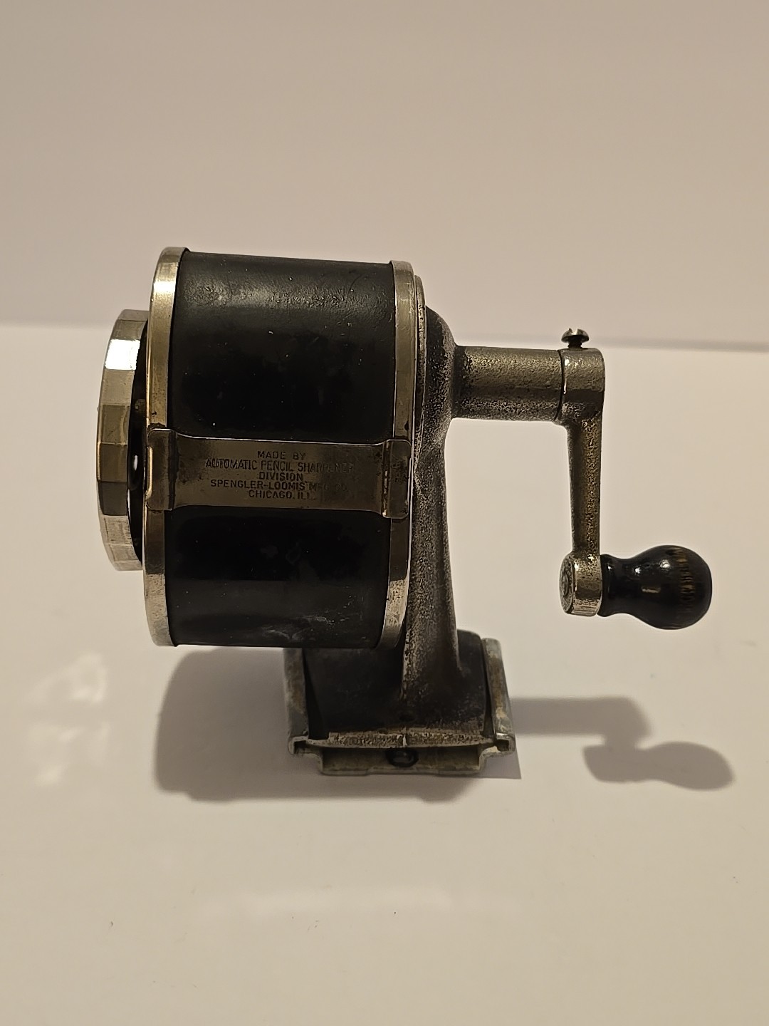 Vtg Automatic Pencil Sharpener Spengler Loomis Mfg Co Chicago W/ Mounting Bracke