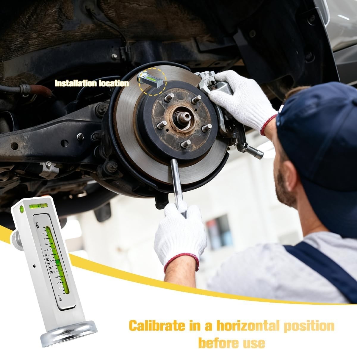 High-Grade Magnetic Wheel Camber Alignment Tool - Universal Auto Compatibility