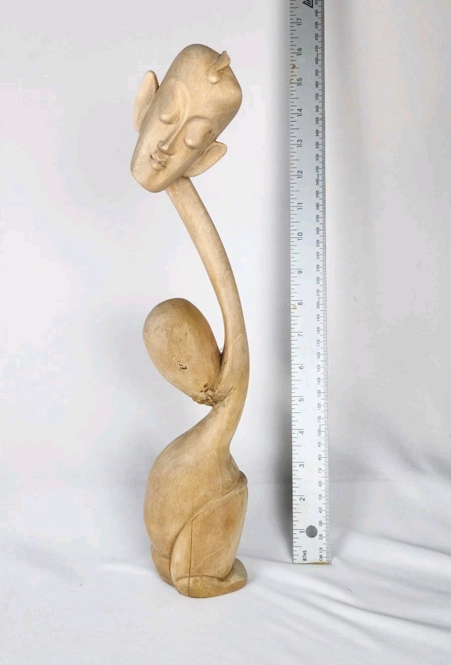COLLECTIBLE HAND CARVED WOODEN  Goddess Winata   H. 42CM X W 17CM Weight 640 gr