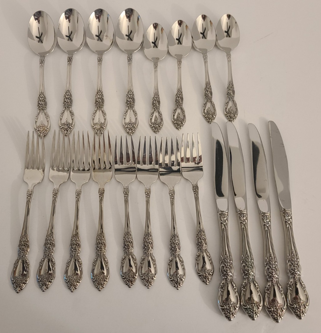 Oneida Stainless Flatware - WORDSWORTH -  5pc Place Setting for FOUR PEOPLE
