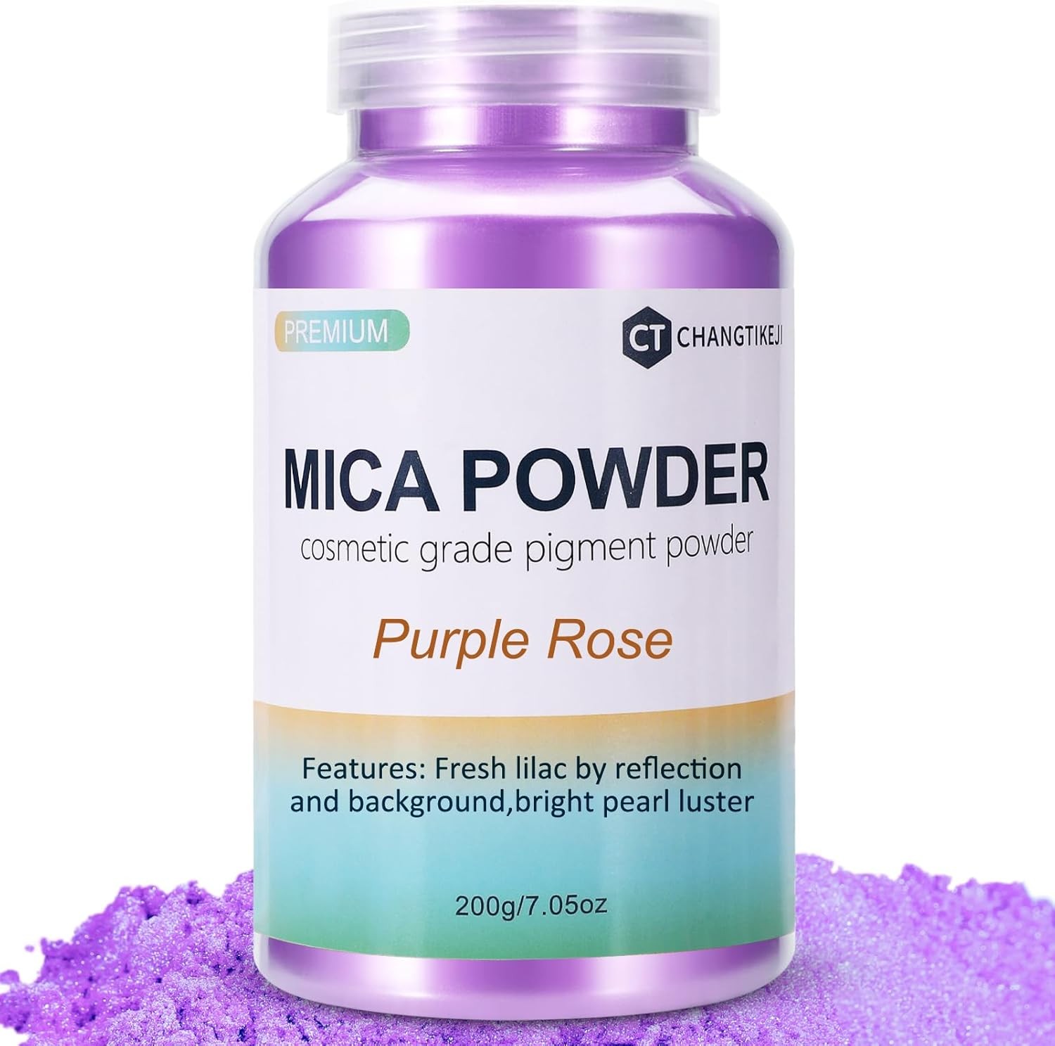 Mica Powder,7.05OZ（200g）,Purple Rose Powder Pigment for Purple