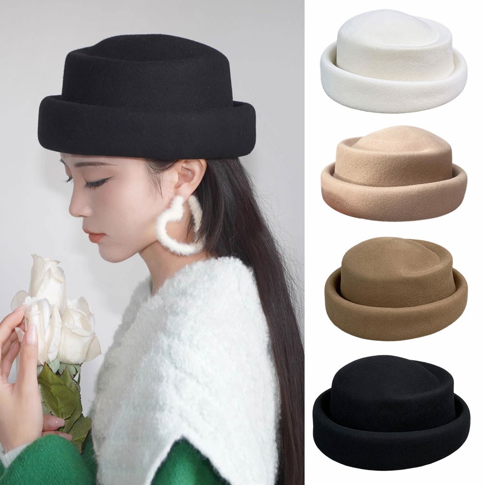 Wool Retro Women's Fedora Hat French Elegant Beret Designer Top Hat Runway Styl