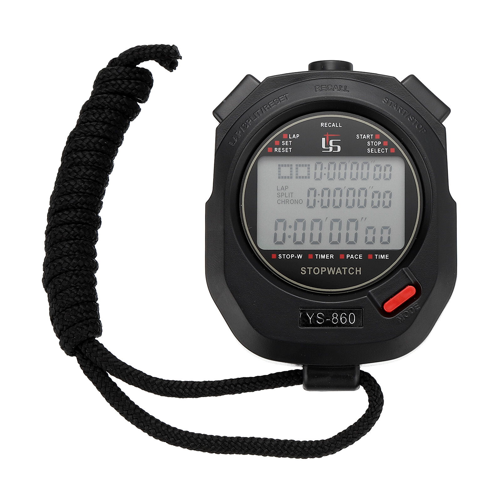 Expert Sport Stopwatch Timer 60 Lap Memory 0.01 Second Timing Black