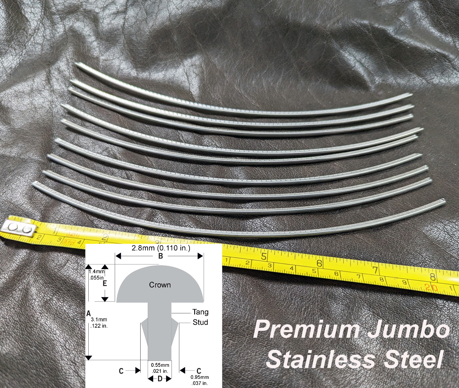 6ft DWS JUMBO STAINLESS STEEL Frets/Fret Wire  Guitar, Bass, 20 RADIUS   Premium