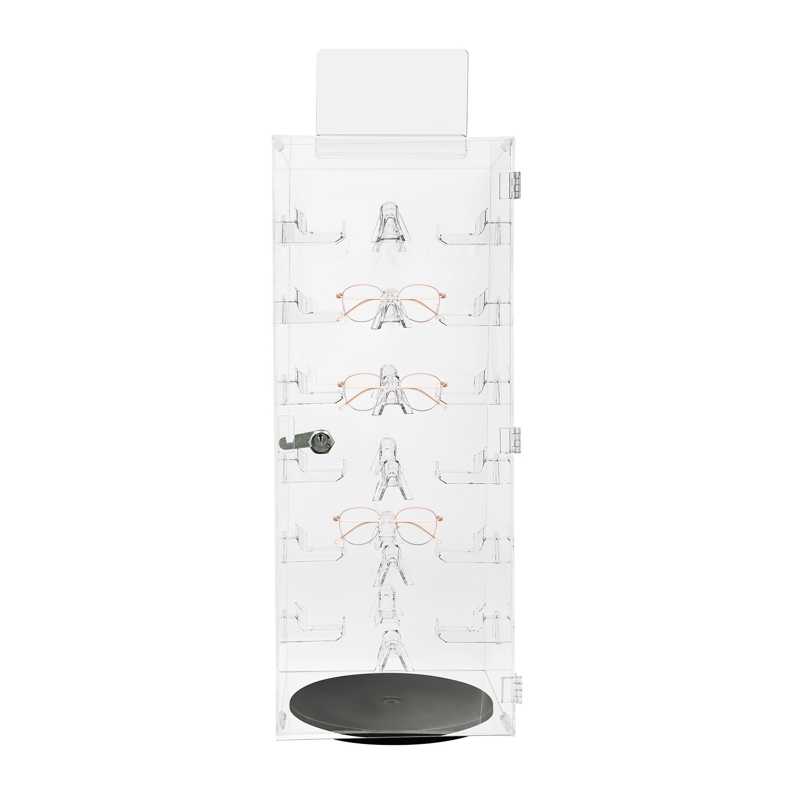 Lockable Sunglass Display Case Acrylic Glasses Organizer Rotating Display Case