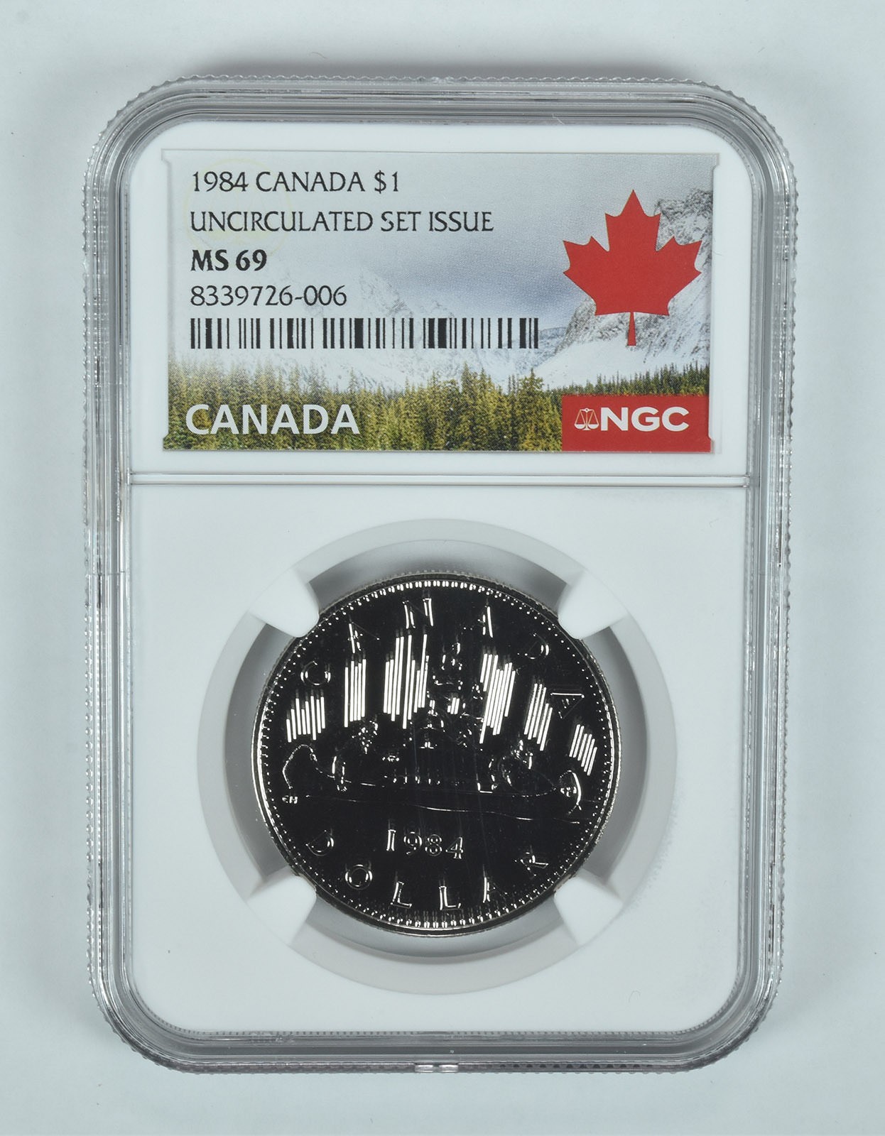 1984 Canada 1 Dollar Voyageur Unc Set Issue MS69 NGC Canada Label