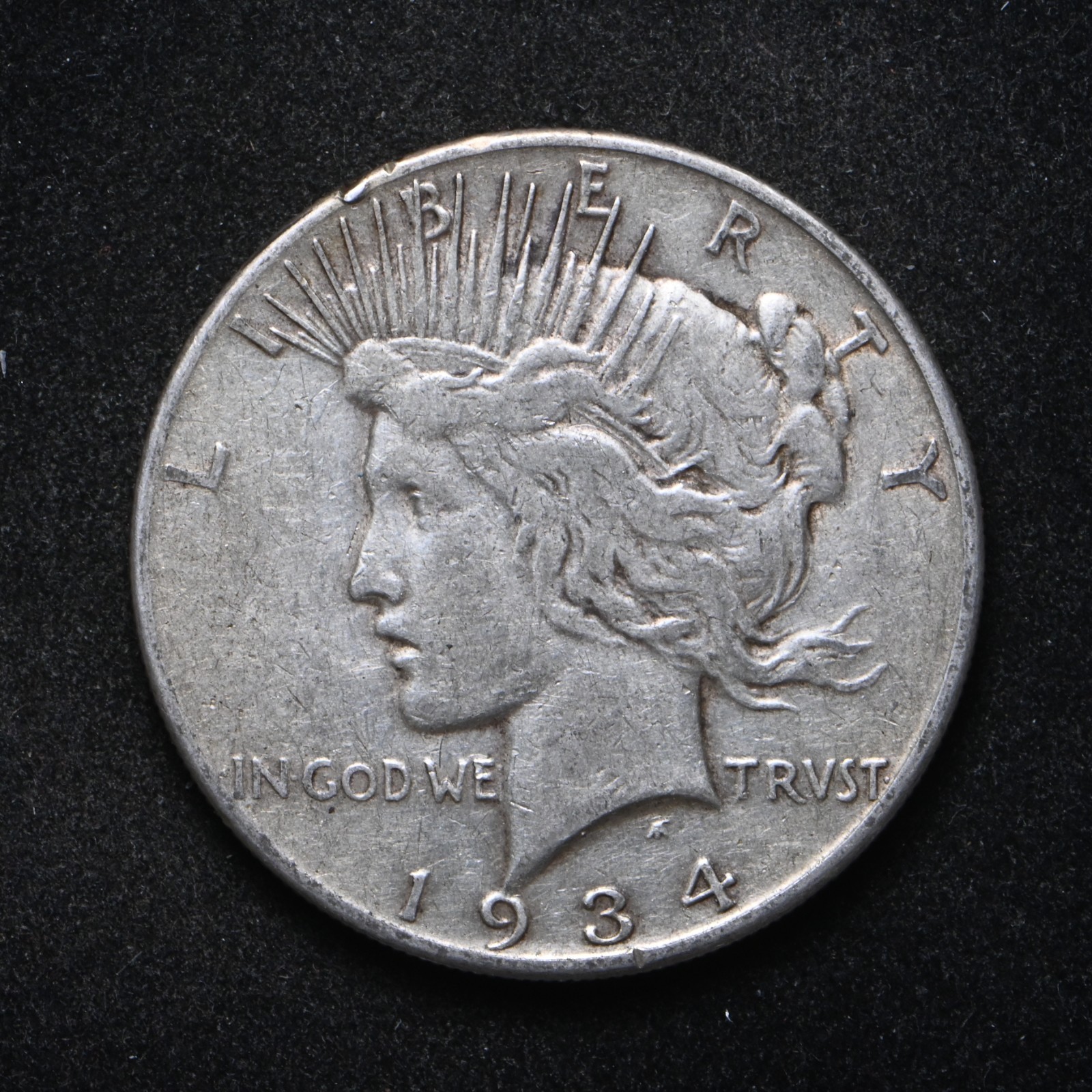 1934-S Peace Silver Dollar VG+ (cn16913)