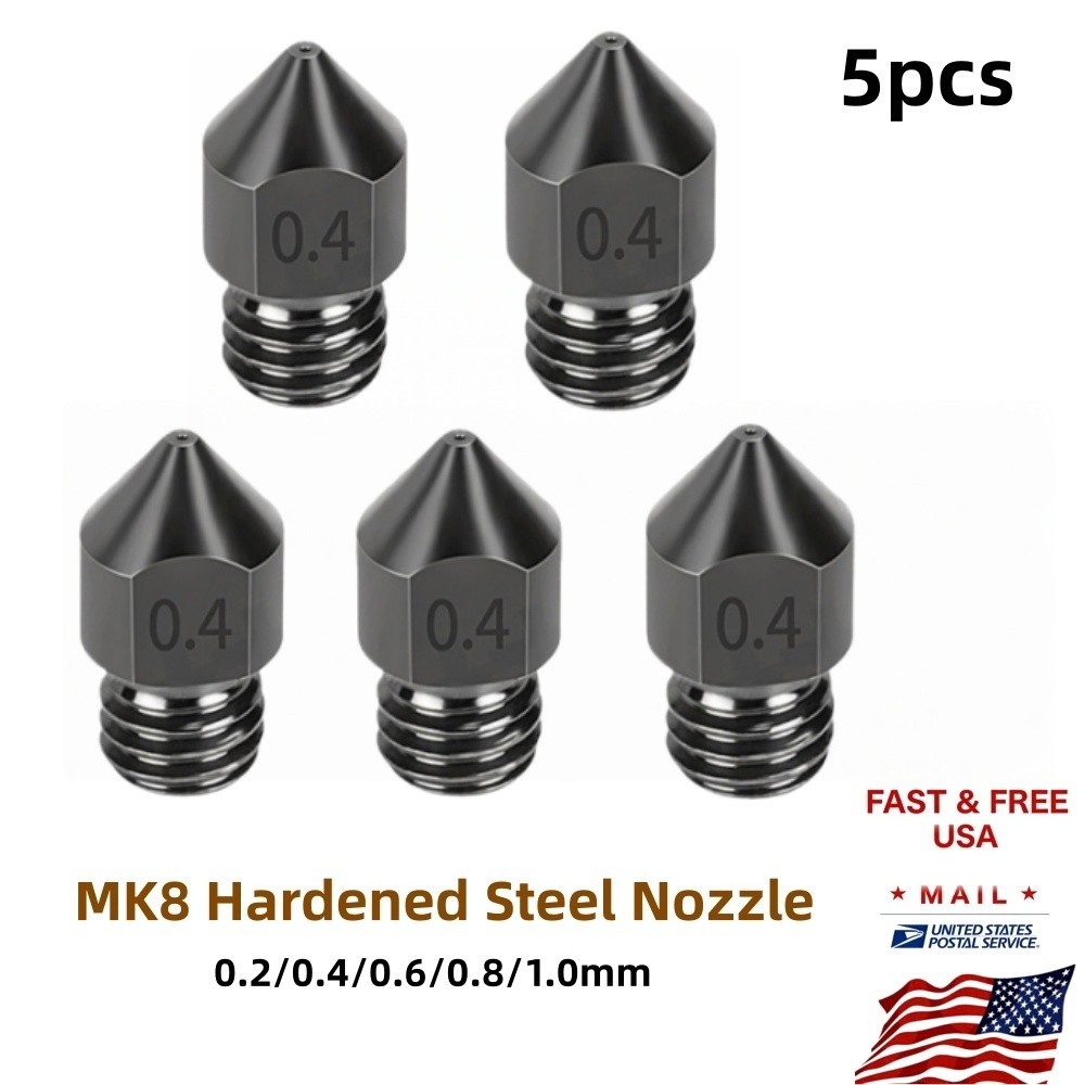 Creality 5Pcs MK8 Hardened Steel Nozzle for Ender 3 Ender-3 S1 /CR-10 Series