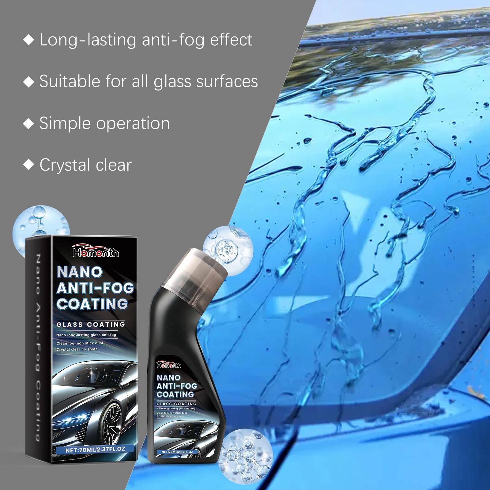 Automotive windshield coating agent for removing stains from the windshield