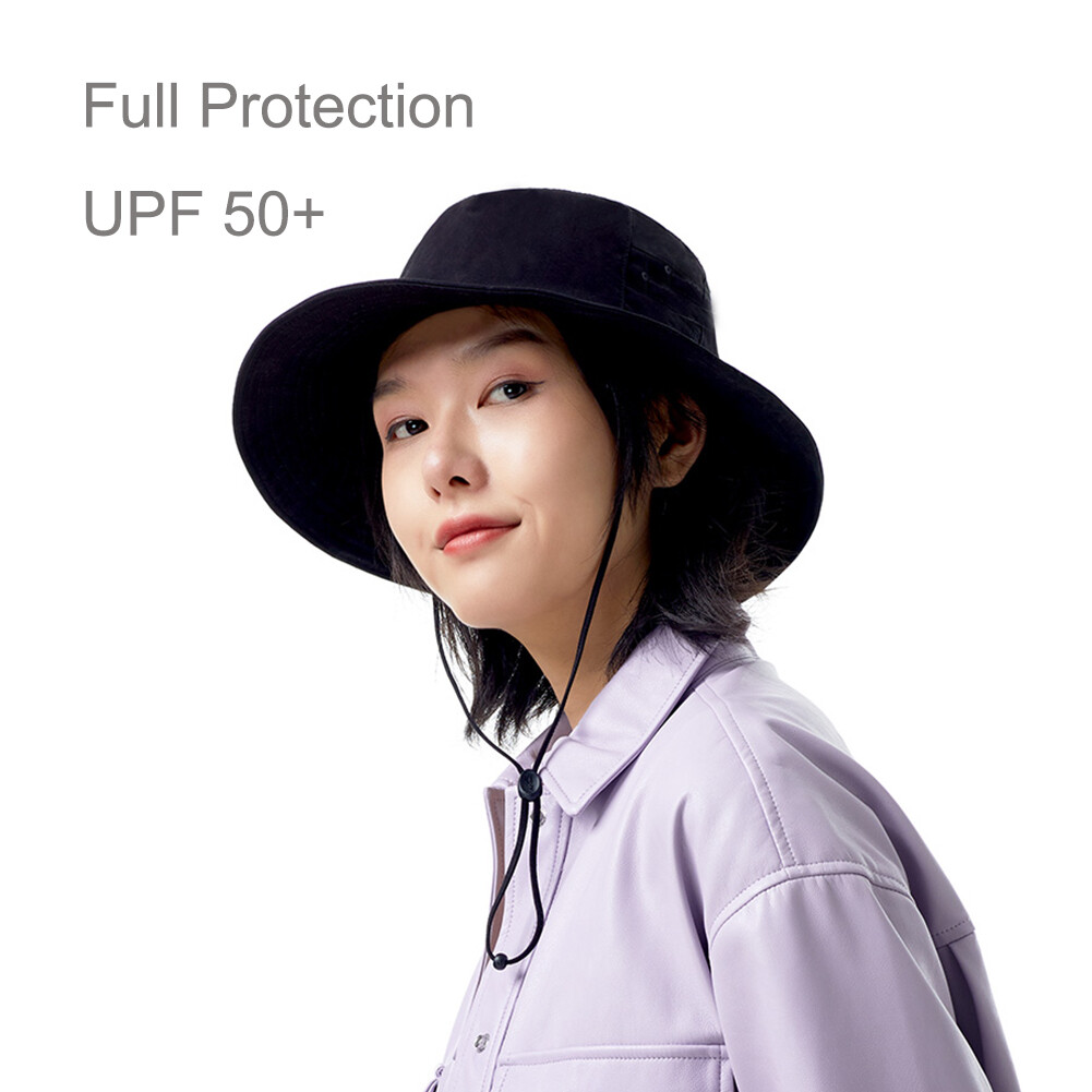 2 Pcs Black Bucket Hats Women's Wide Brim Sun Cap Fishermen UV Protection UPF50+