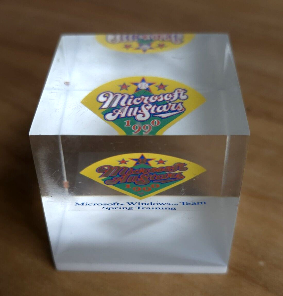 Super Rare Microsoft Vintage Sales Team Promo Paperweight Summer Baseball 1990