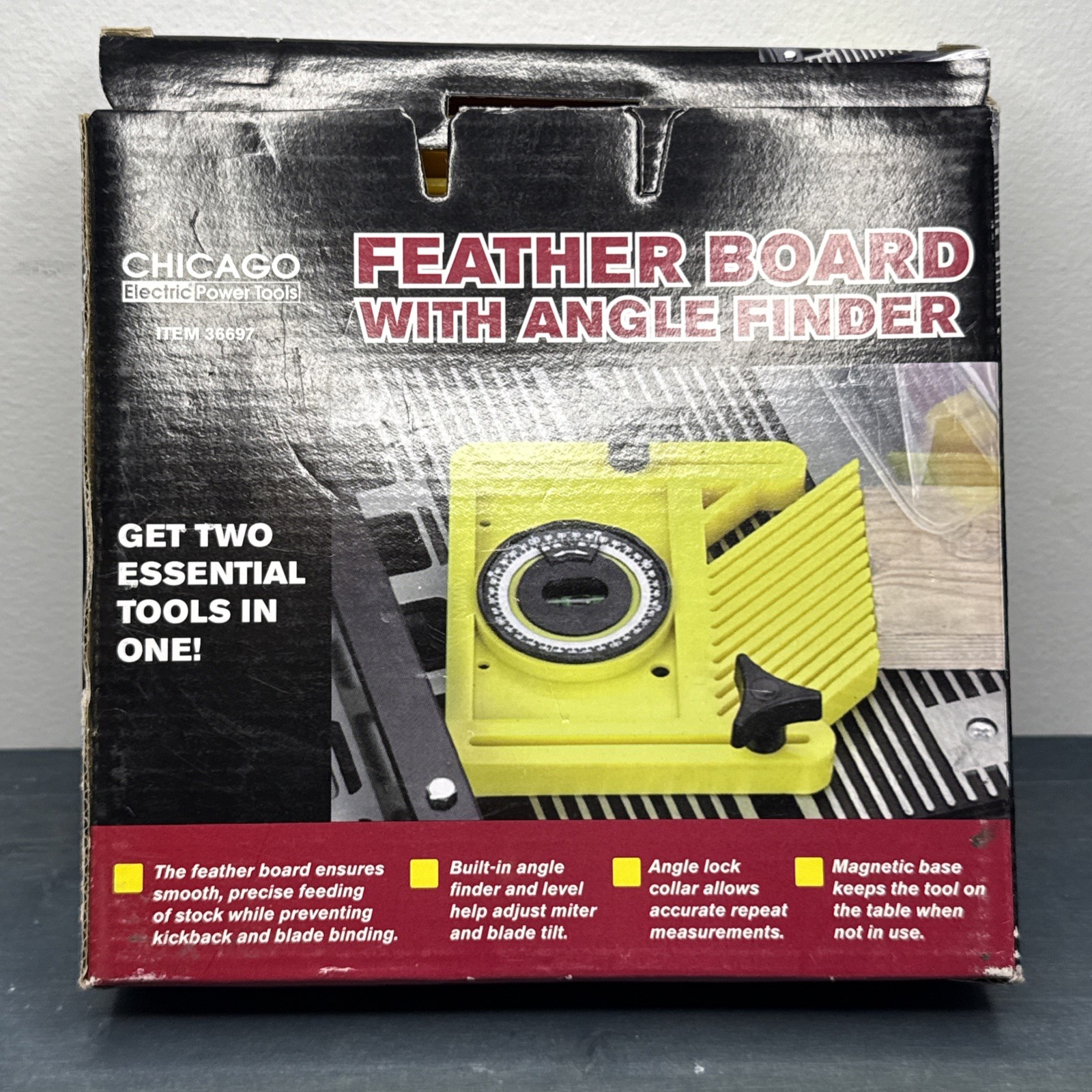 Feather board With Angle Finder Level Chicago Electric NEW