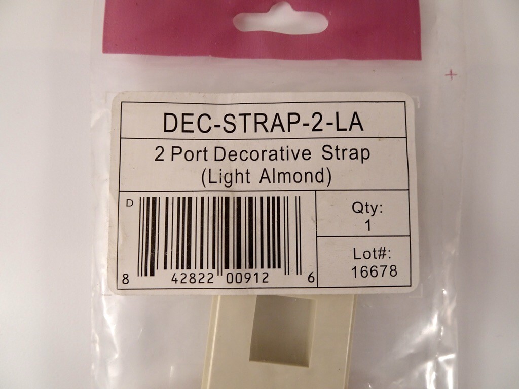 Wirepath DEC-STRAP-2-LA, 2 Port Decorative Strap In Light Almond, NEW