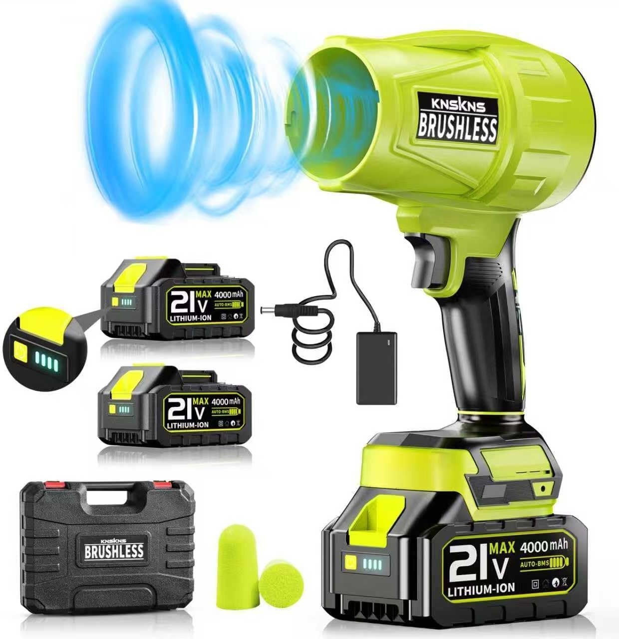 Seese Cordless Handheld Violent Fan/Leaf Blower + 2 Batteries/Charger/Case