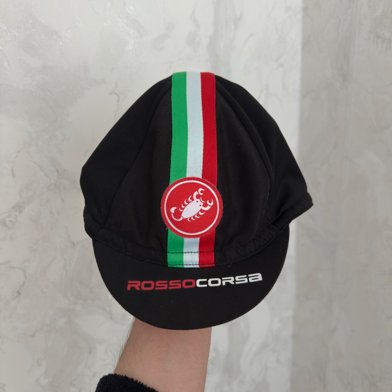 Castelli Rosso Corsa Cyling Cap White bike hat Italy