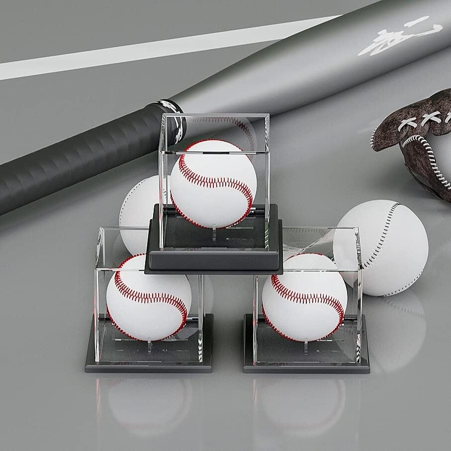 2Pcs Baseball Display Case Acrylic Cube - UV Protected Acrylic Baseball Holder