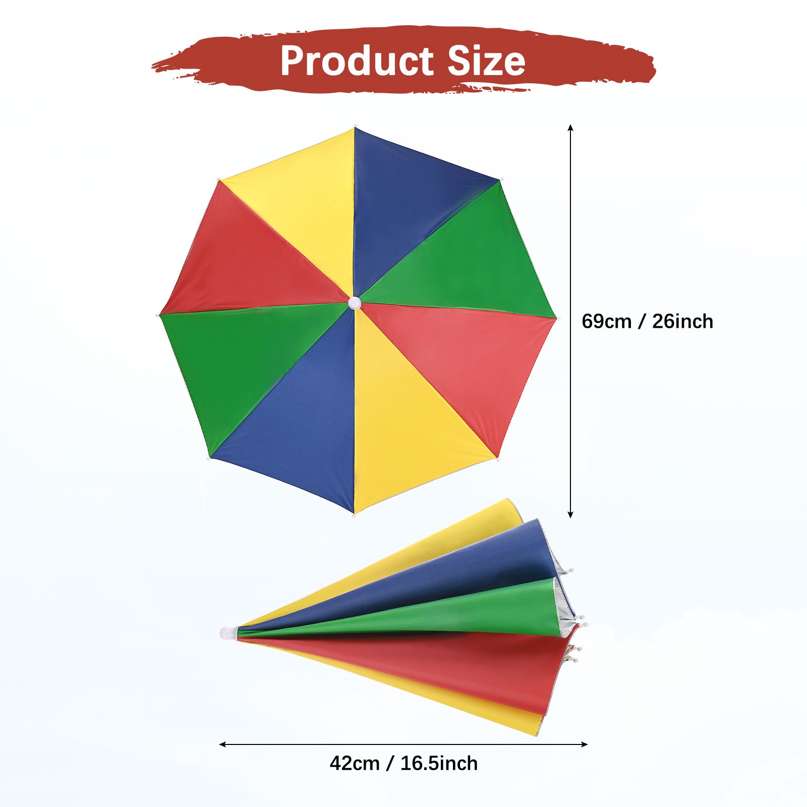 1 Pc 26\" Outdoor Handless Umbrella Hat [Watermelon]
