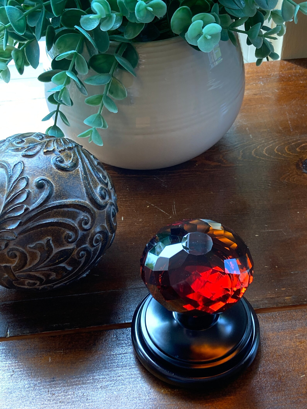Handmade Crystal Stamping Press Tool, Amber Brown Handle
