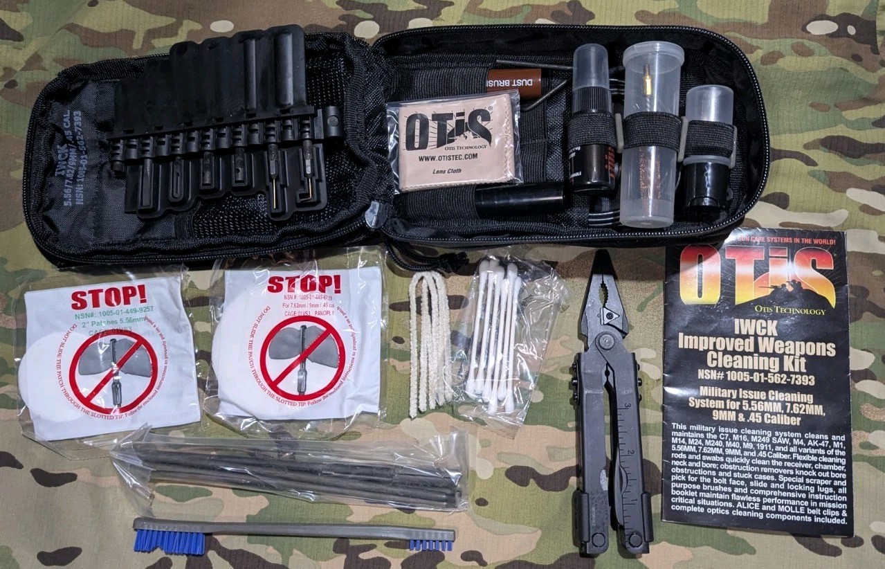 OTIS IMPROVED WEAPONS CLEANING KIT & GERBER MULTI TOOL  5.56, 7.62, 9mm, .45cal