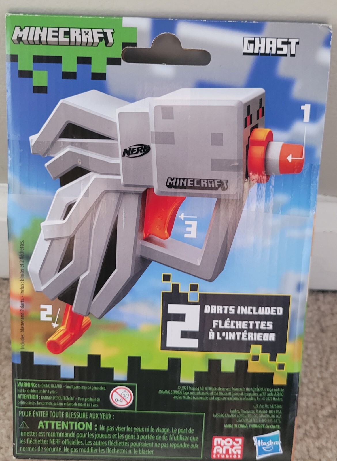 Nerf Minecraft Ghast Blaster With 2 Darts New