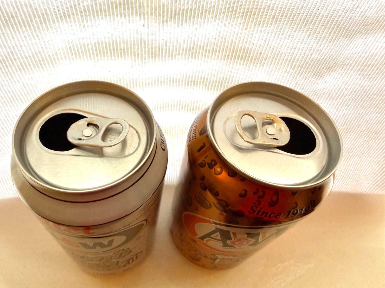 Four A&W Root Beer cans from the 1990's 12oz each