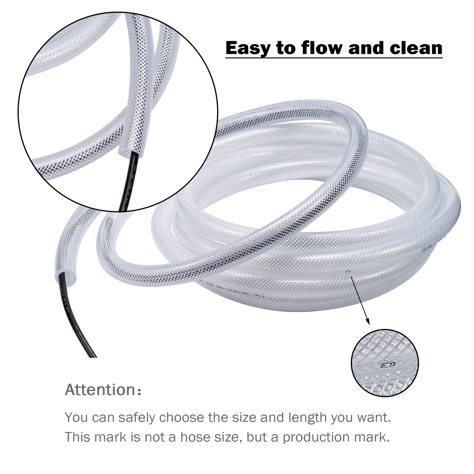 3/4" ID - 25 ft Heavy Duty Braided Clear Plastic Vinyl 3/4"ID,