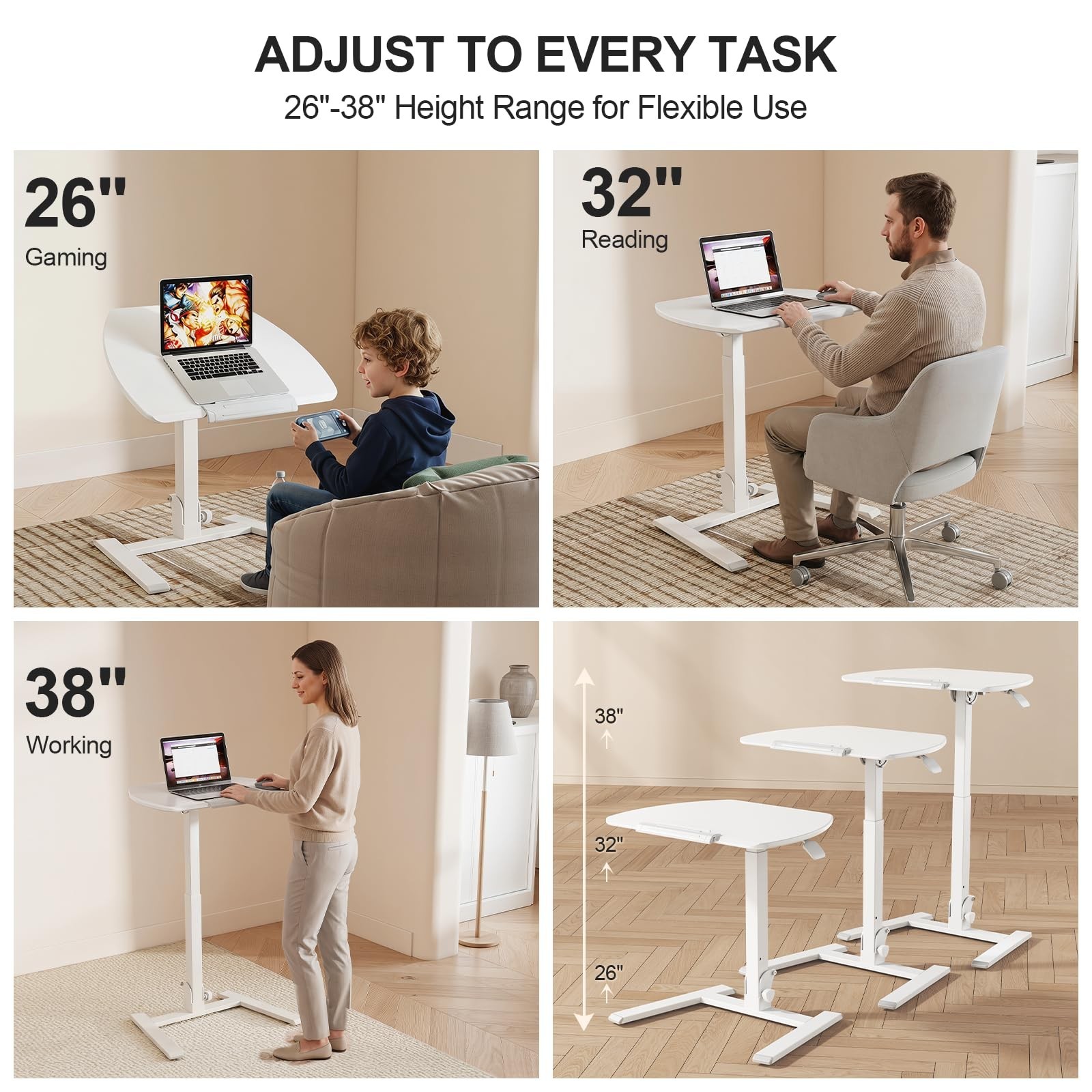 ROMOON Foldable Standing Desk with Wheels: No-Assembly, Height Adjustable | R...