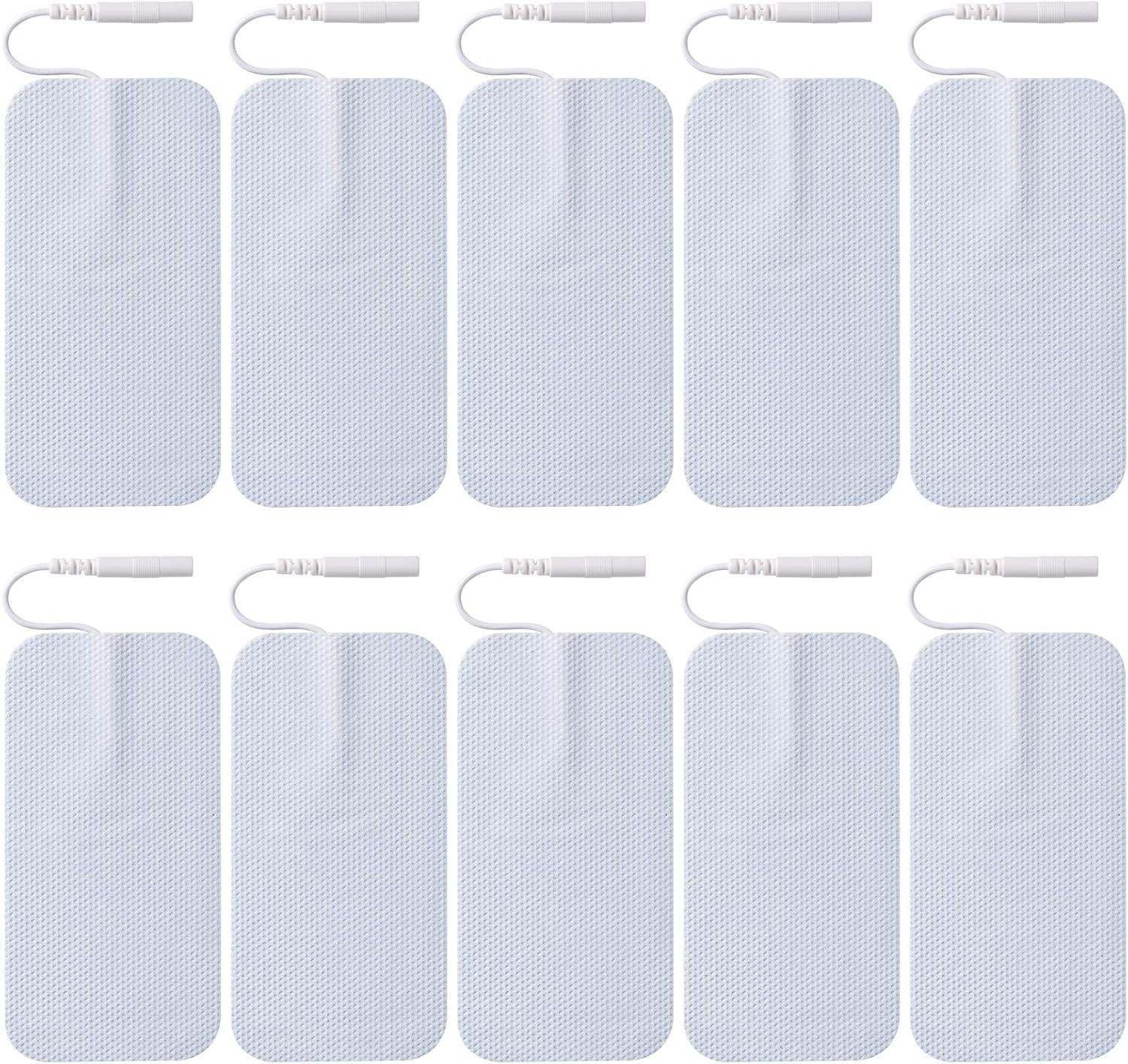 10 Pieces Large Electrode Pads - Premium Reusable TENS Unit Pads with Standard 2