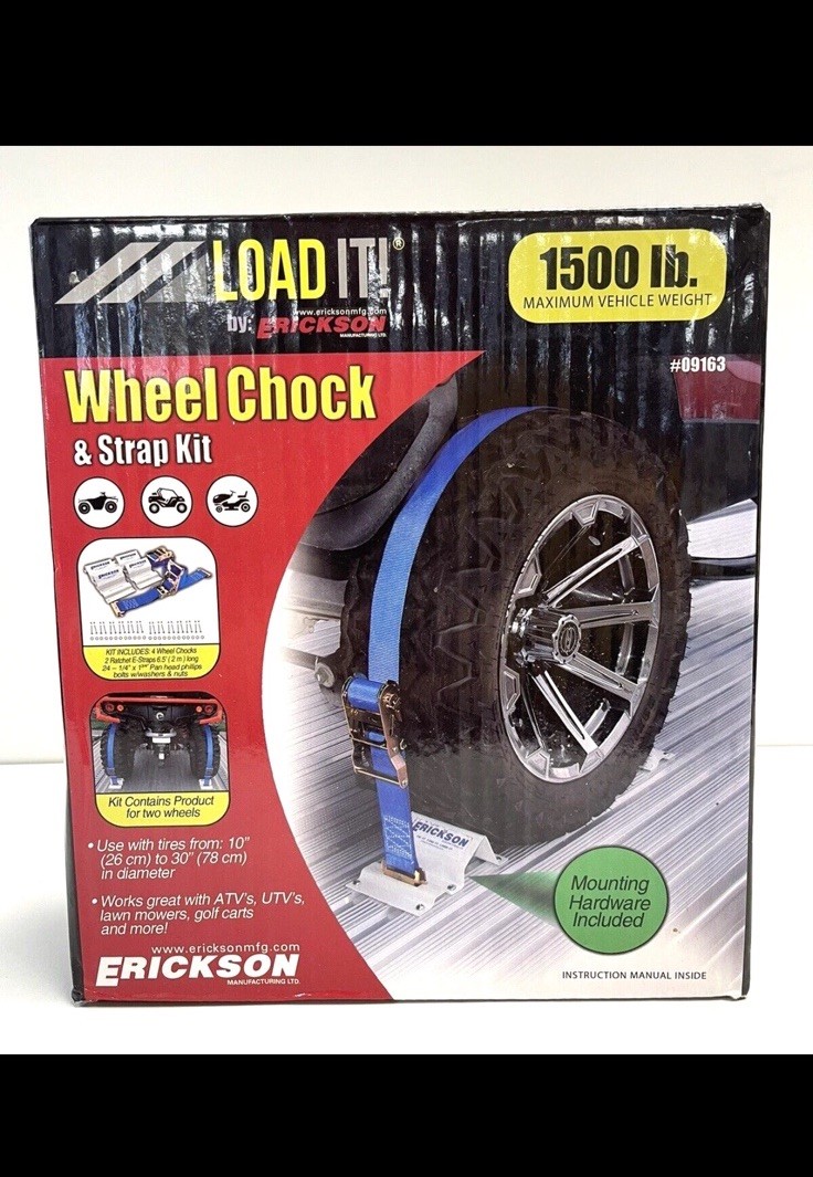 Erickson Load It Wheel Chock and Strap Kit 1500 Lb Maximum Vehicle Weight NEW