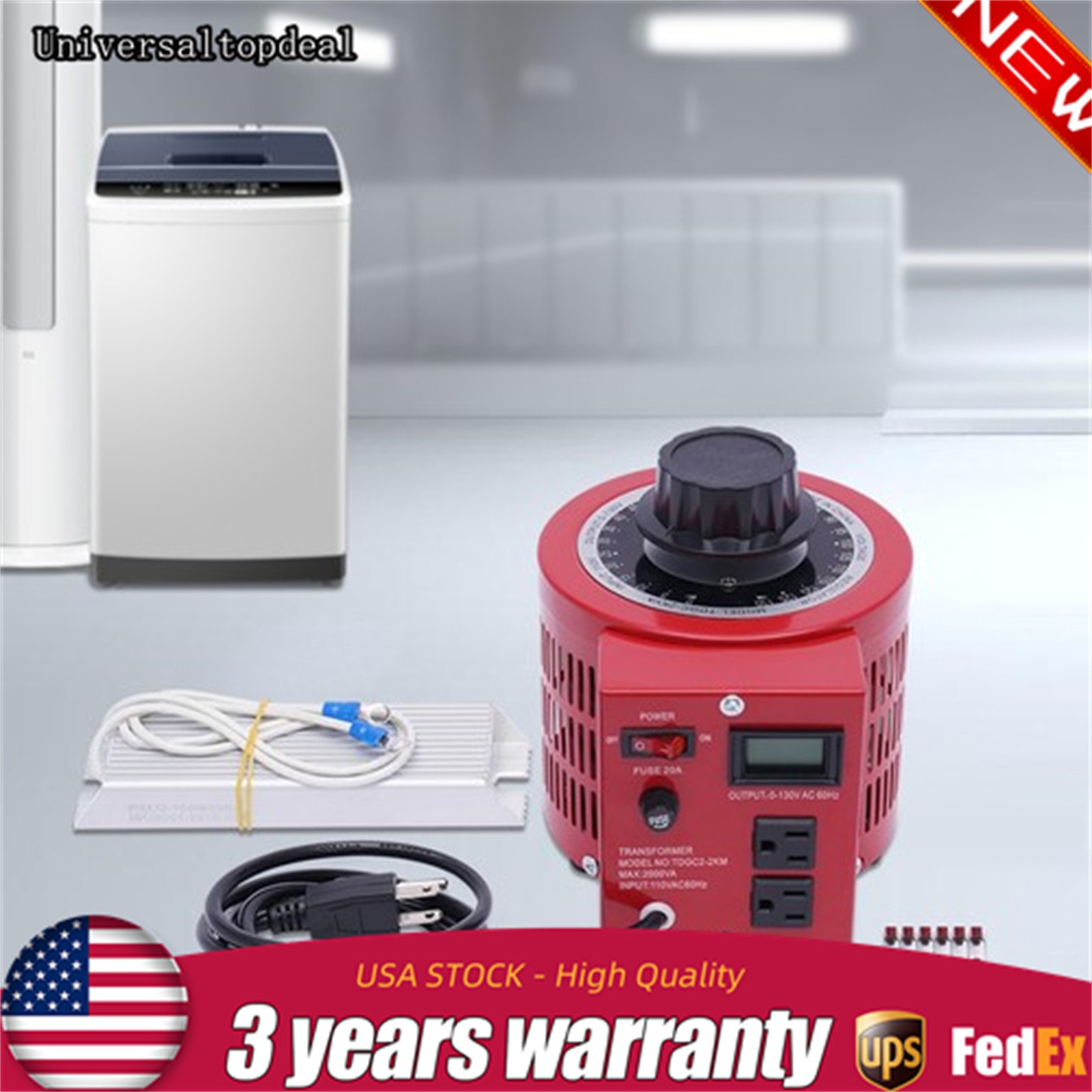 20Amp Variac Transformer Variable 0-130V AC Voltage Regulator Metered 2000VA Red