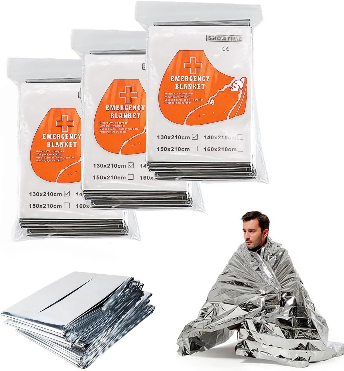 TourKing 20 Pack Emergency Mylar Blanket, Silver, 83" x 52", Perfect for Outdoor