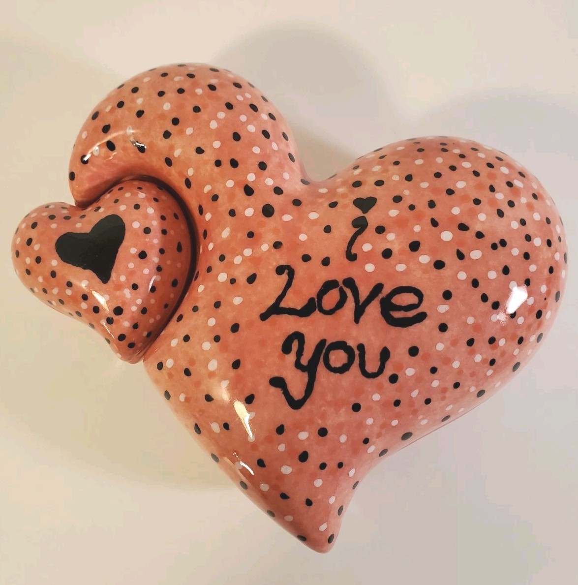 Heart Shaped Trinket Jewlery Boxes "I Love You"  2 Boxes Together w/ Lids