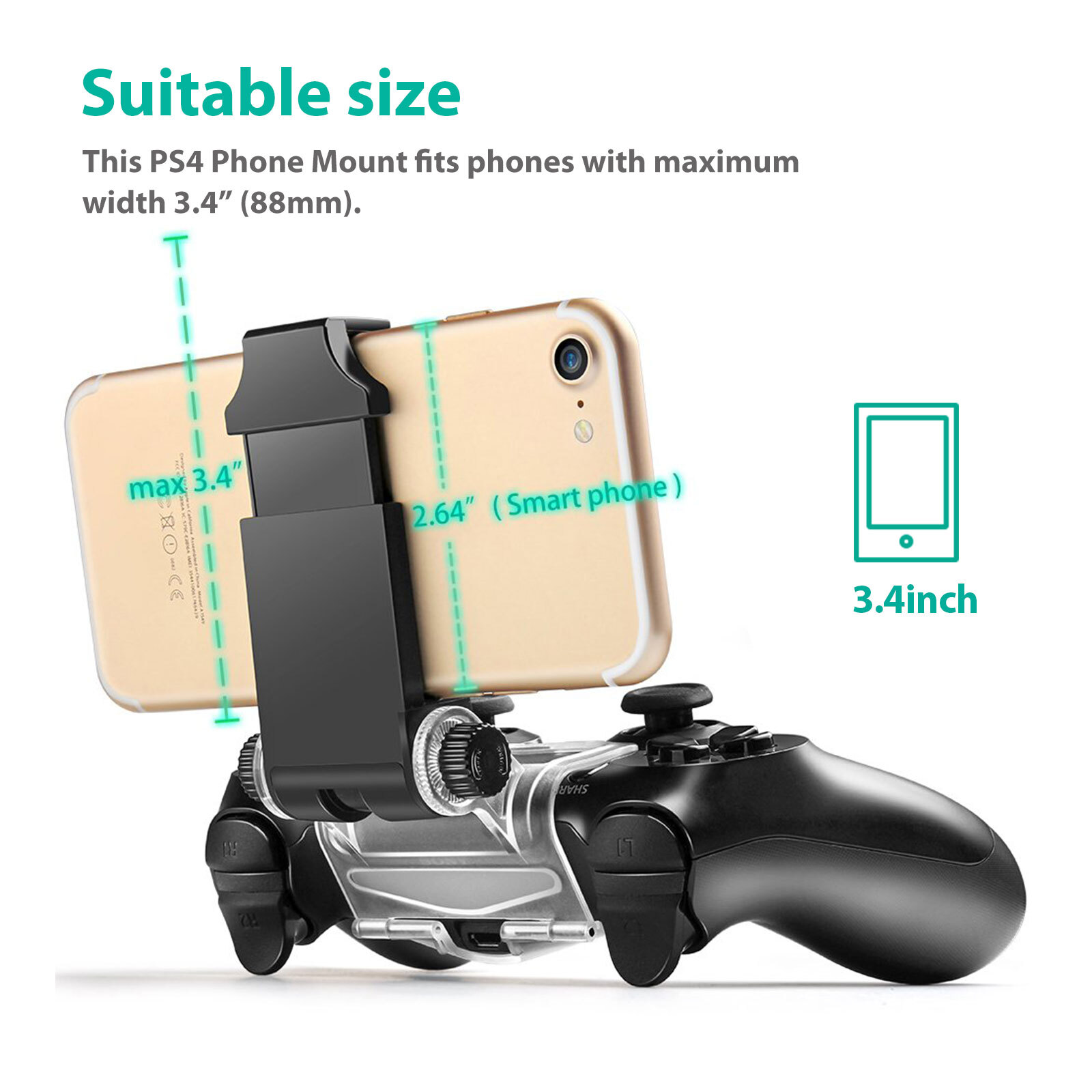 Adjustable Smart Phone Clip Holder Clamp Mount Stand for PS4 Controller Joystick