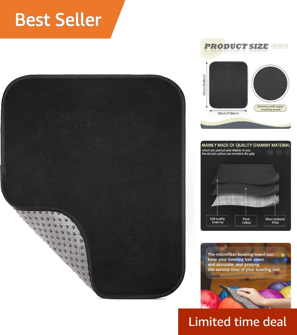 Microfiber Bowling Ball Towel 10 x 8 Inch Bowling Shammy Pad with Easy-Grip D...