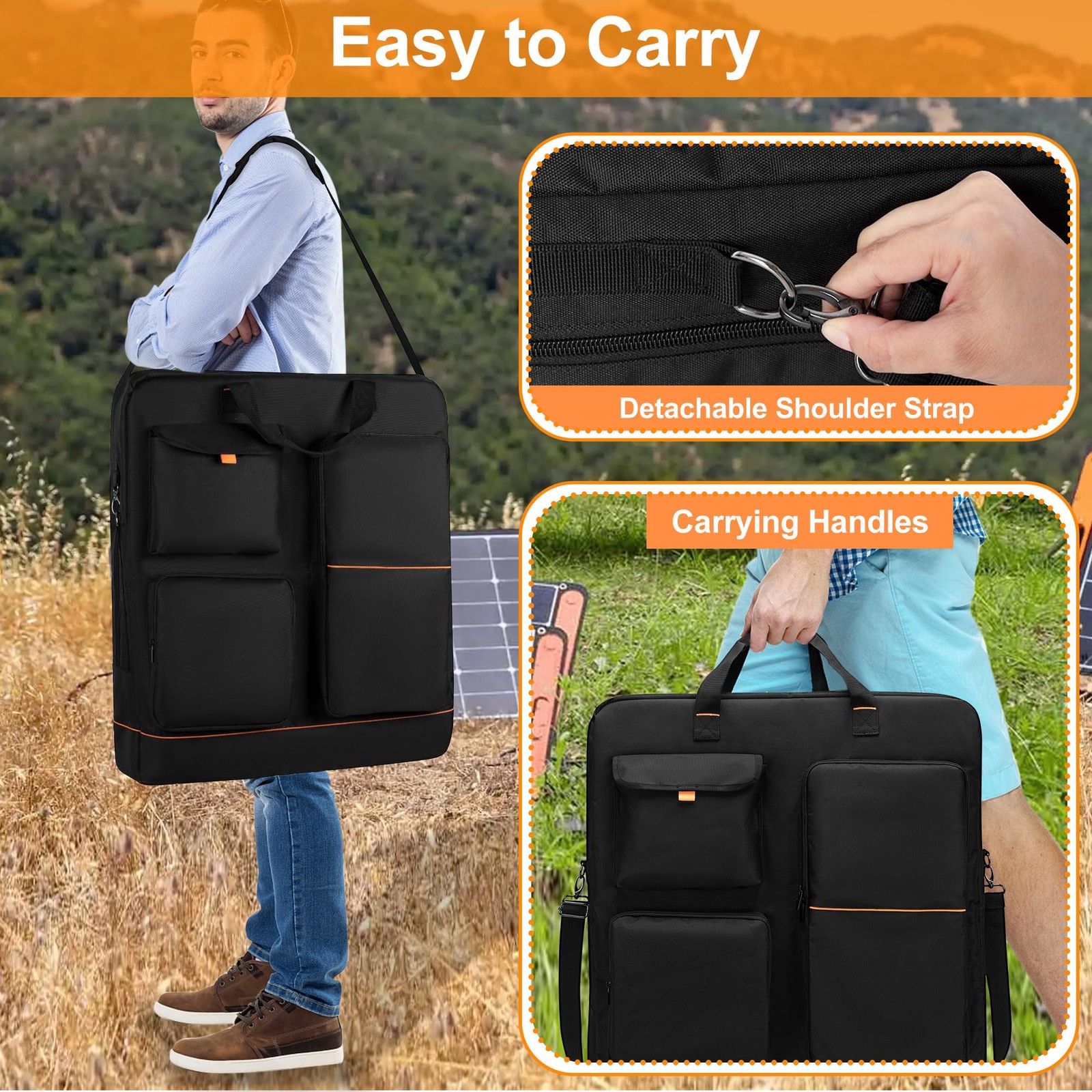 HODRANT Solar Panel Storage Bag, 60W-200W, Padded Travel Case