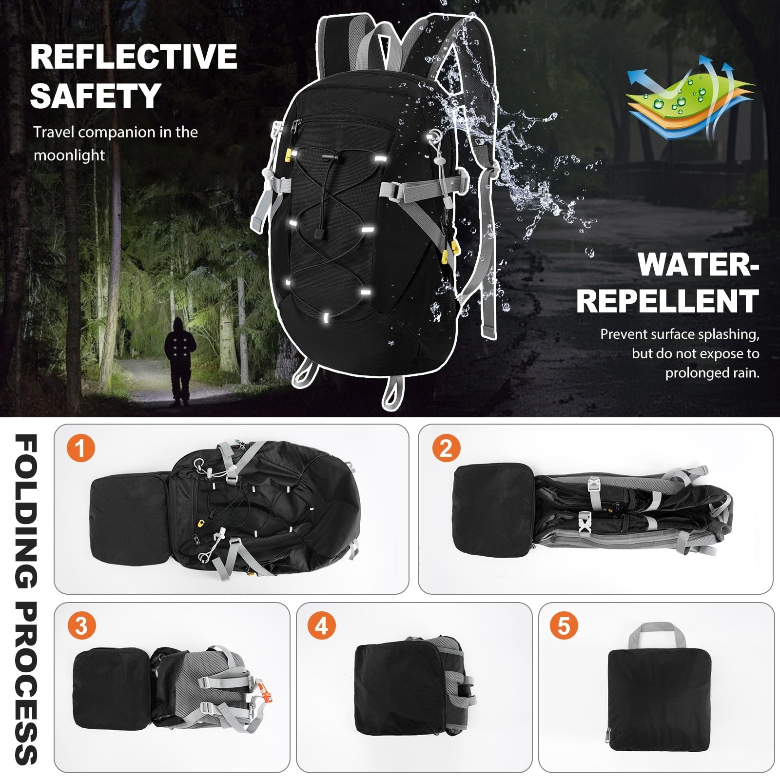 20L Hiking Backpack Lightweight Packable Hiking Daypack, Foldable Small Trave...