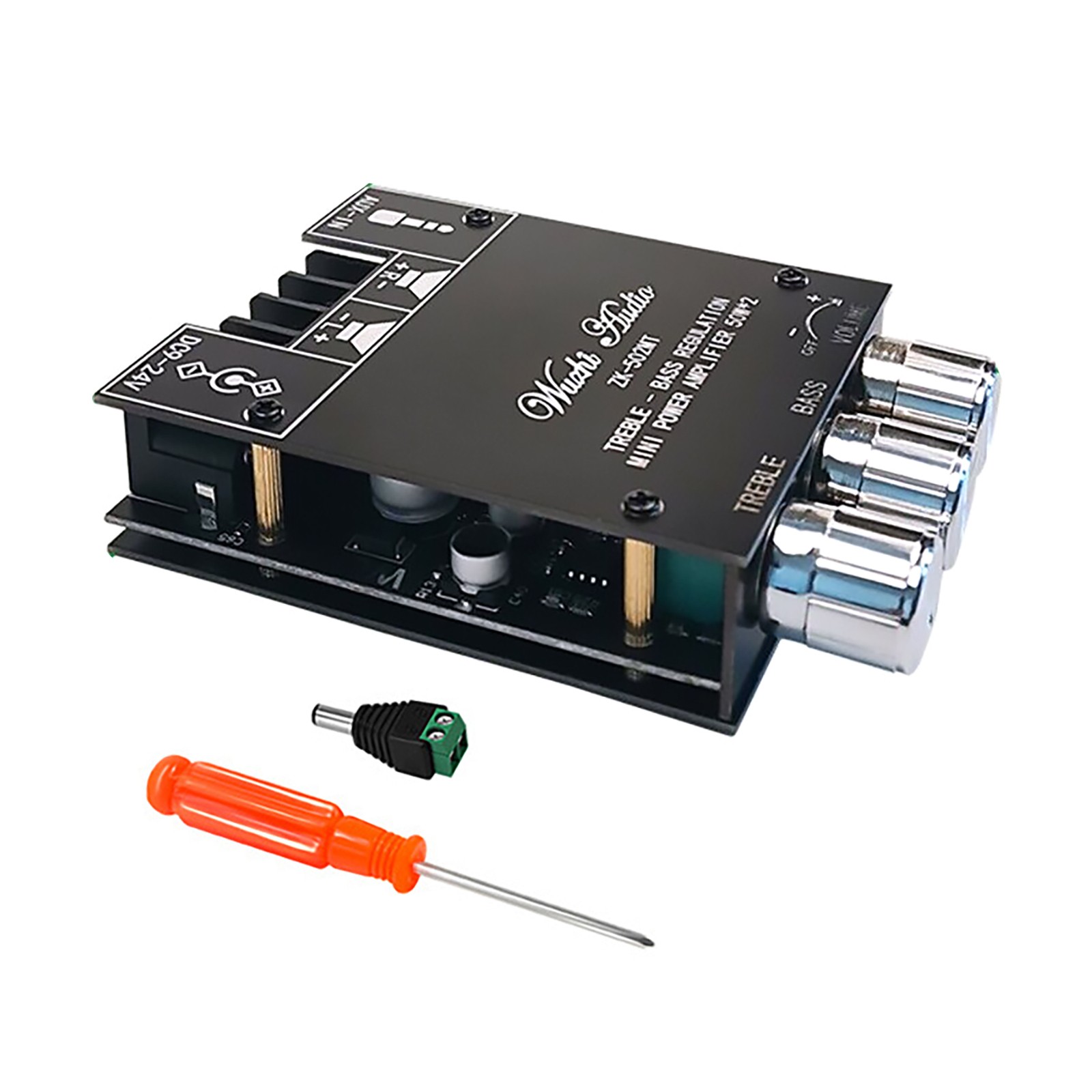 ZK-502MT Bluetooth 5.0 Subwoofer Amplifier Board 50W*2 Power With Adapter