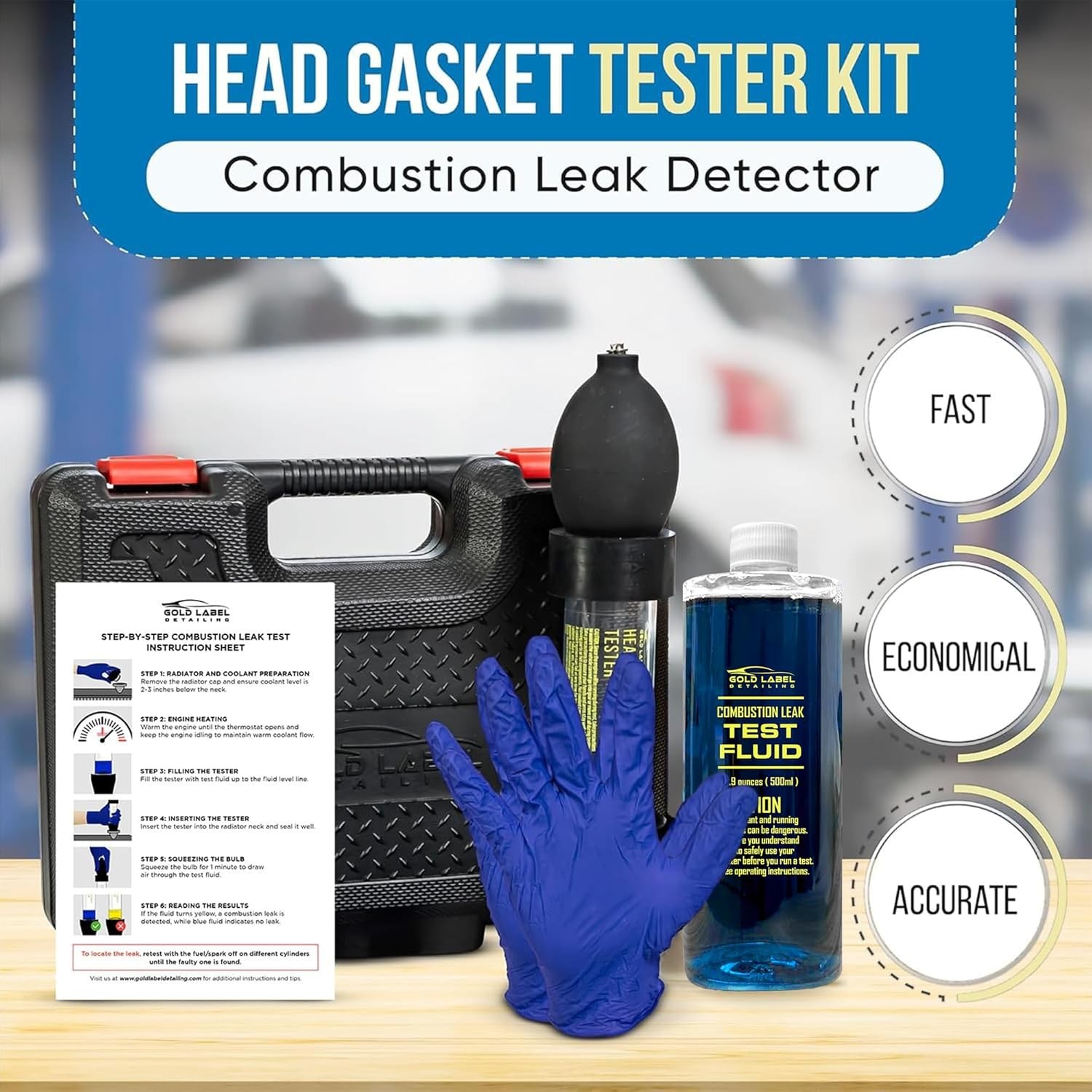 Combustion Leak Tester Kit for Automotive Engine Blocks