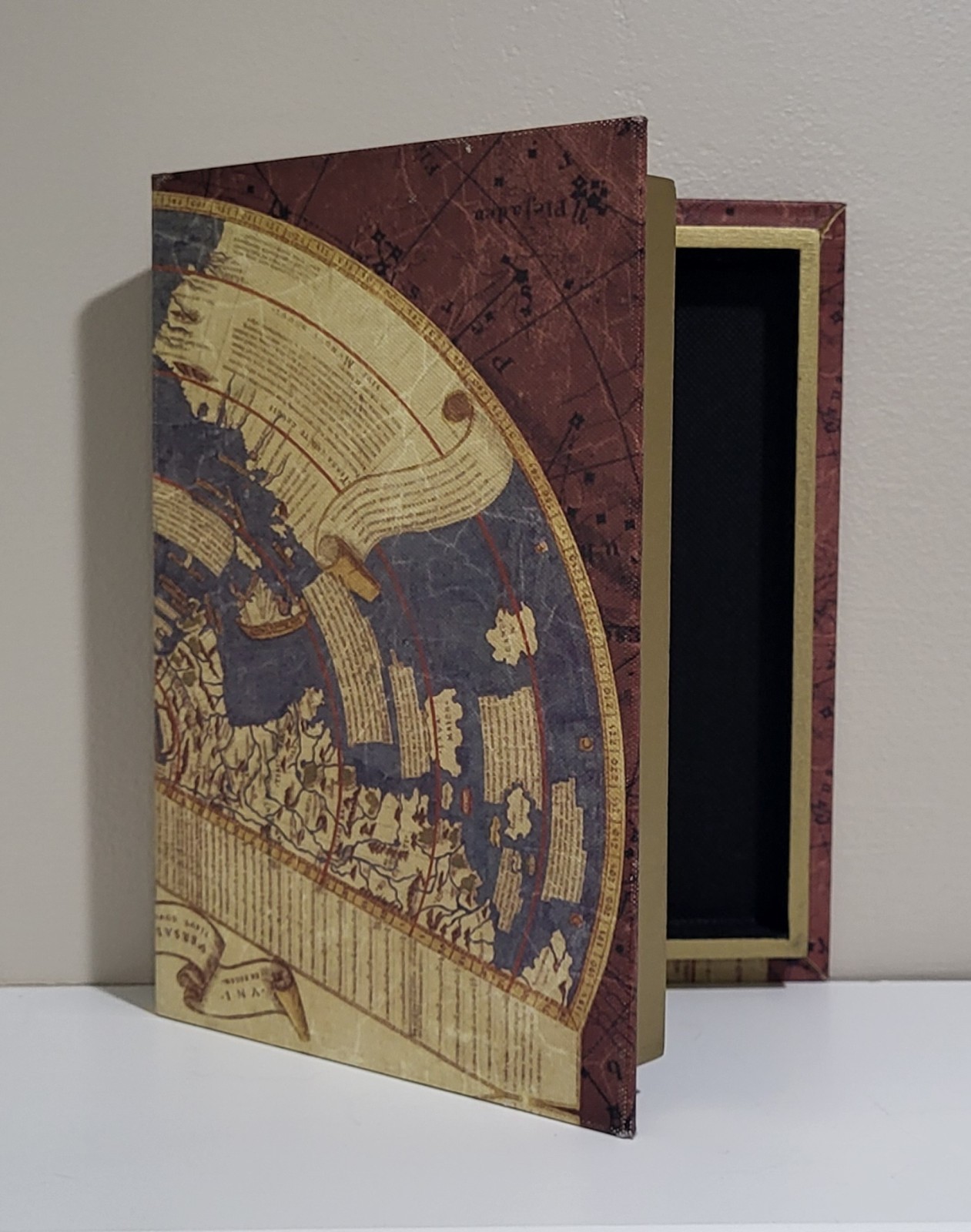 Book Safe Hideaway Book Box Trinket Box Atlass Print Velvet Inside