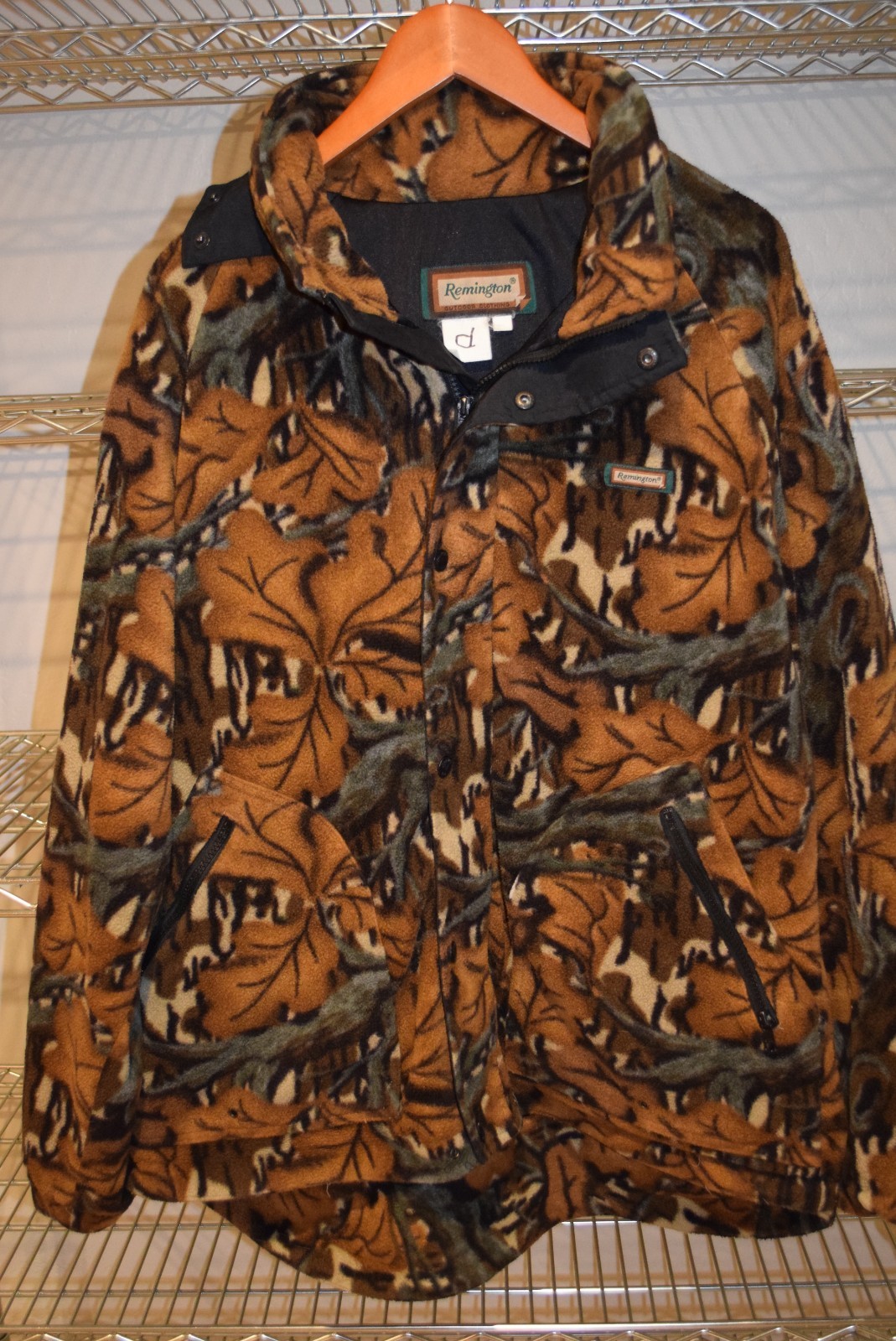 Remington Camo Camouflage vtg Fleece Full Zip Hunting Jacket UNIQUE PATTERN