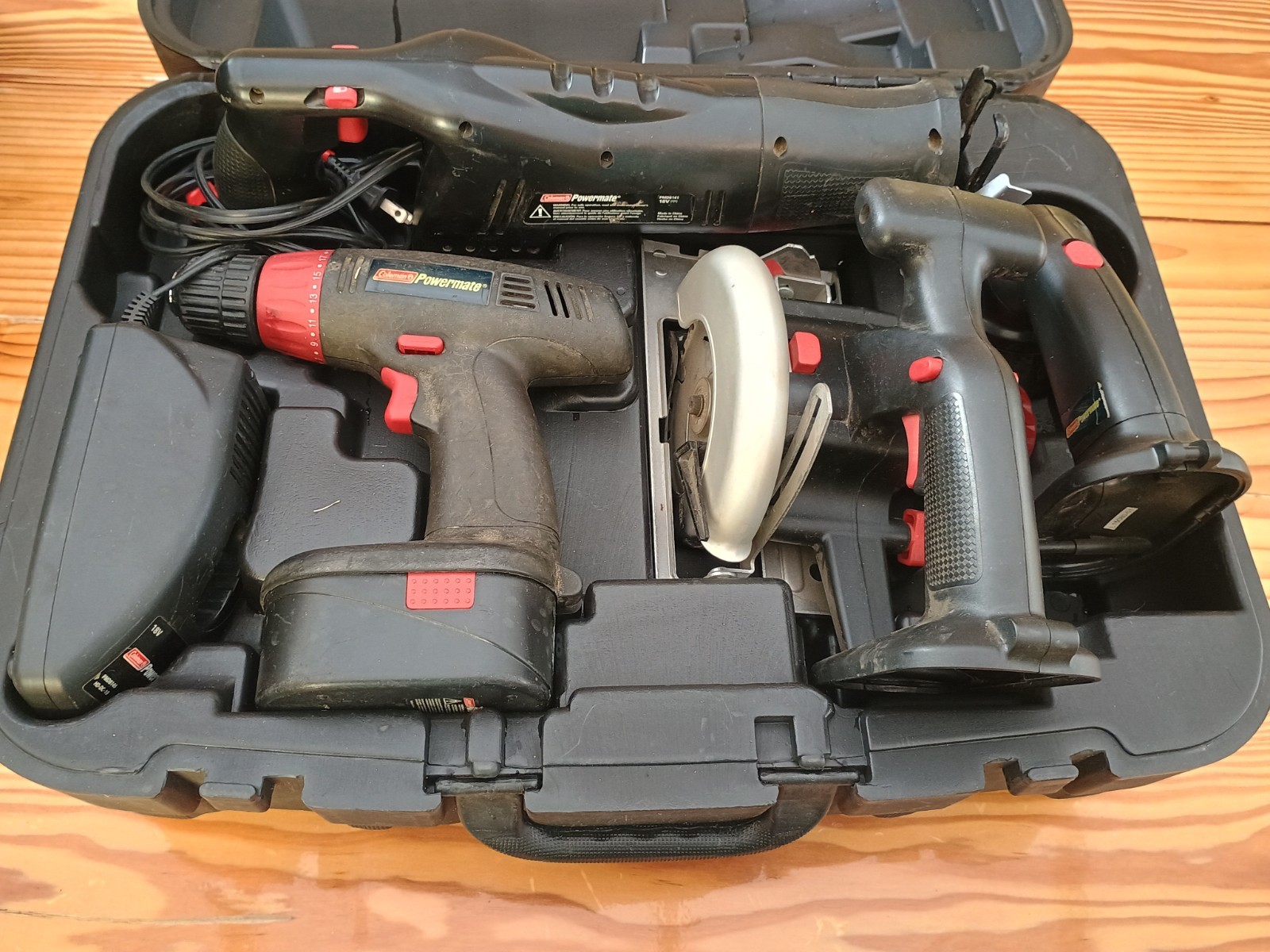 Coleman PowerMate Cordless Tool Set, Used, 3 Tools plus light 1 Battery